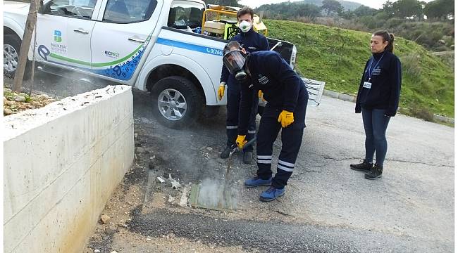 Körfez yöresinde Balıkesir Büyükşehir Belediyesin&#39;den sivrisineğe karşı kışlak mücadelesi