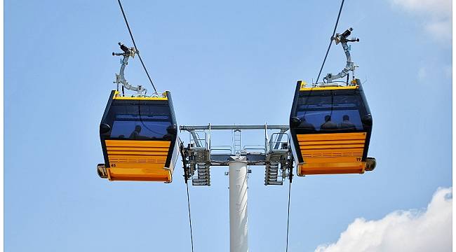 Teleferik hattında ağır bakım çalışması