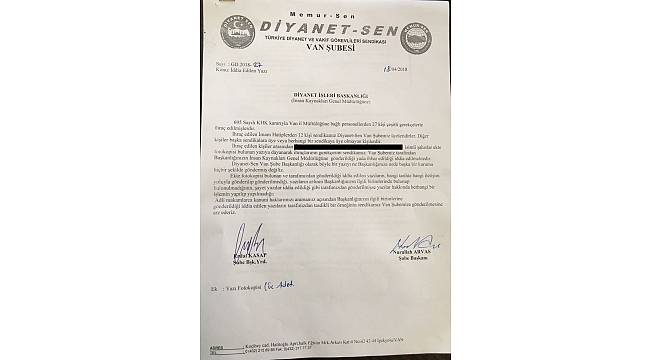 Diyanet-Sen&#39;den basında çıkan haberlere ilişkin açıklama