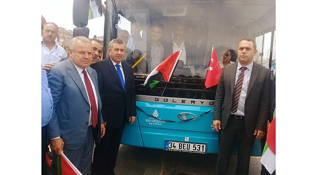 İstanbul Özel Halk Otobüsleri, İsrail&#39;in Filistinlilere uyguladığı zulmü protesto etti