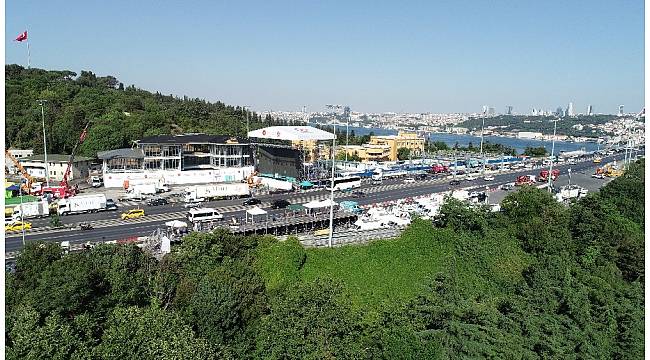 15 Temmuz Şehitler Köprüsü&#39;ndeki hazırlıklar havadan görüntülendi