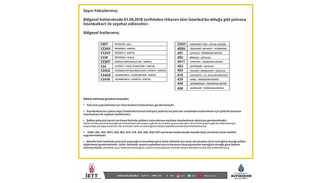 İstanbul&#39;da bölgesel otobüslerde İstanbulkart dönemi