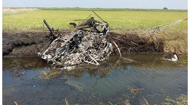 Rusya&#39;da düşen helikopterde pilot yanarak can verdi