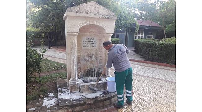 Çeşmelerde temizlik çalışması yapıldı